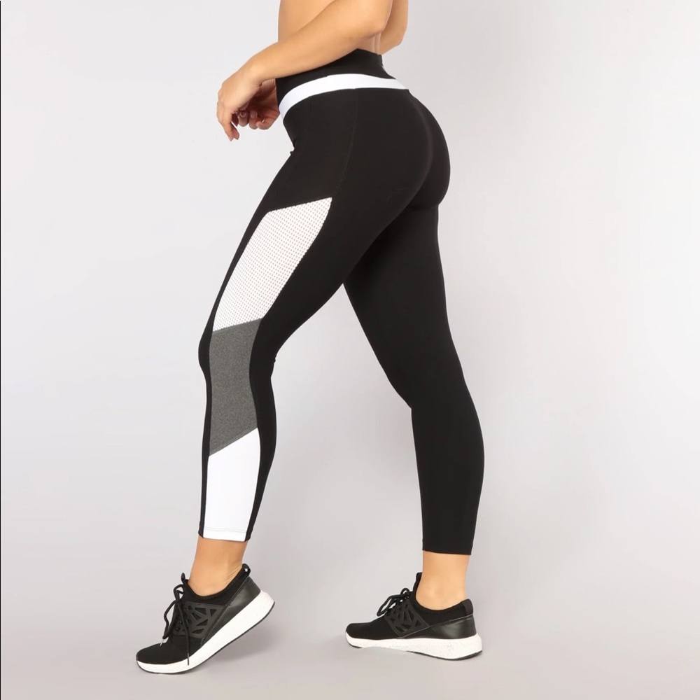 Marika Black & White Side Stripe Activewear Leggings